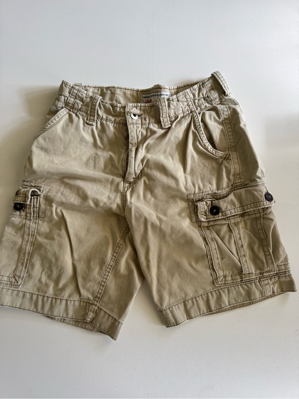 Vintage American Eagle Men's Beige Cargo Shorts - Classic Utility Style